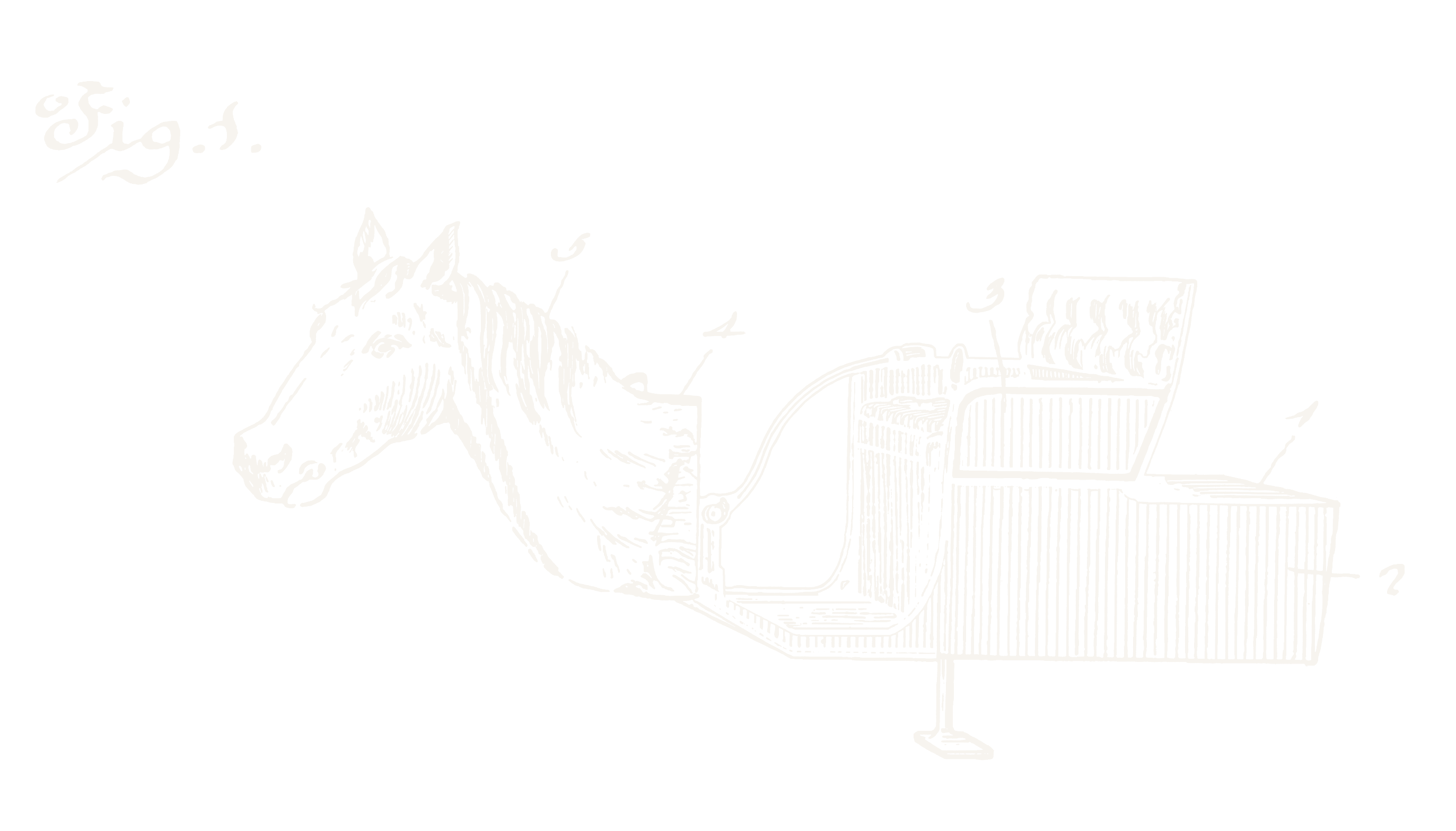 Line drawing of the Horsey Horseless, an 1899 automobile with a carved wooden horse head mounted on its front